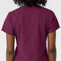 NURTUR Women's V-Neck Scrub Top- wine back seam