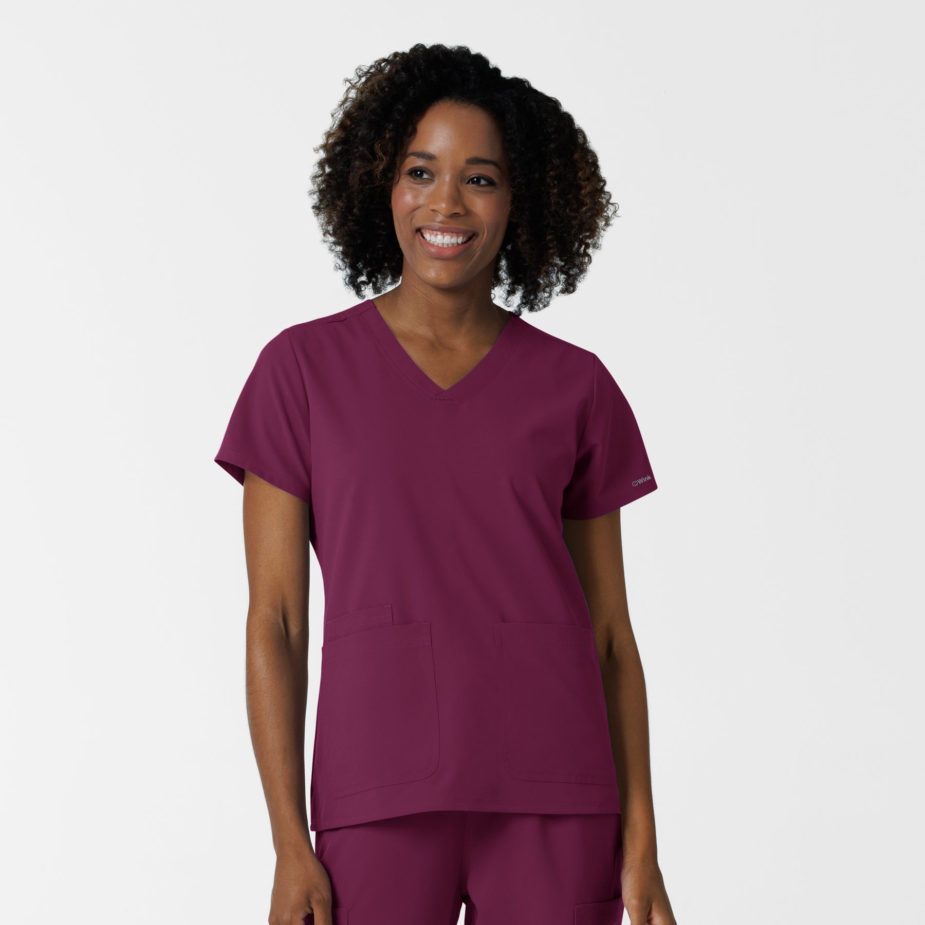 wink scrubs NURTUR Women's V-Neck Scrub Top- wine