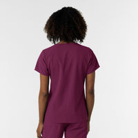 NURTUR Women's V-Neck Scrub Top Wine back view