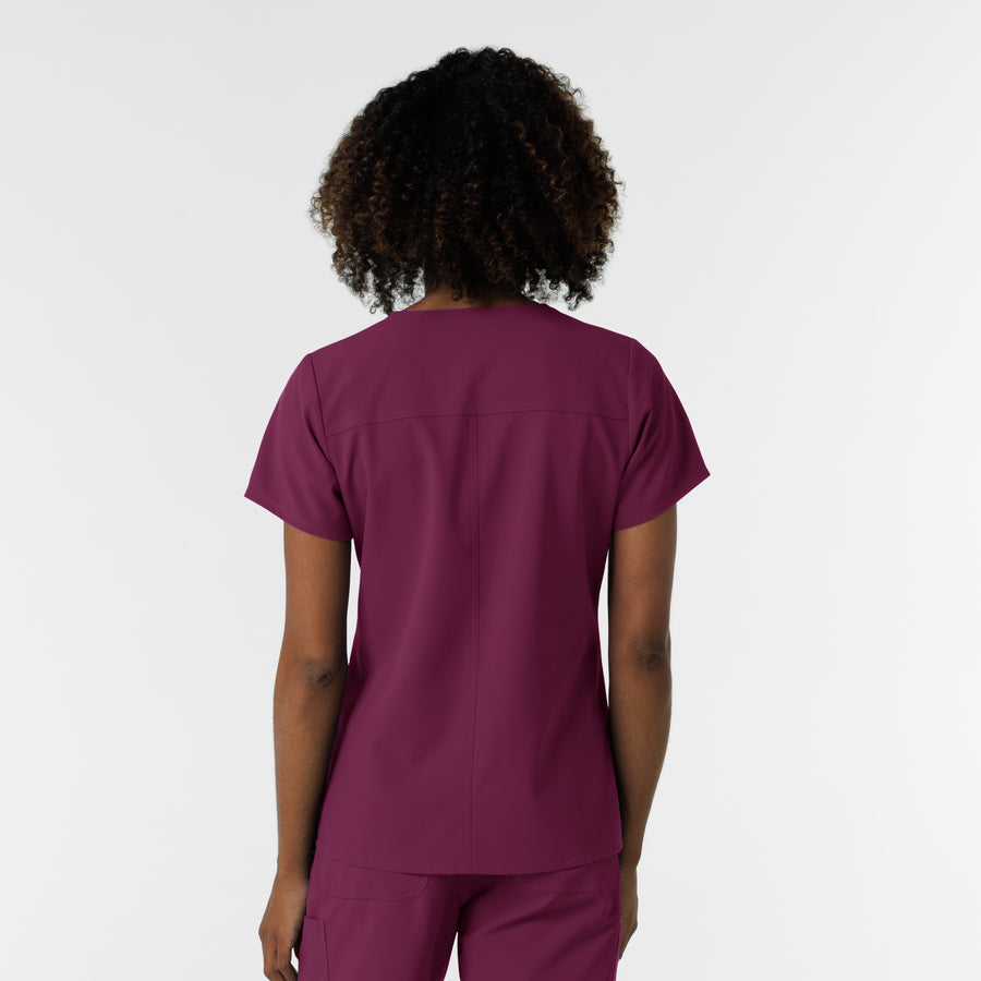 NURTUR Women's V-Neck Scrub Top Wine back view