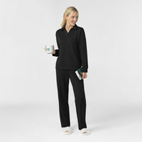Unwind & Lounge Women's Relaxed Pullover Polo Black lounge set
