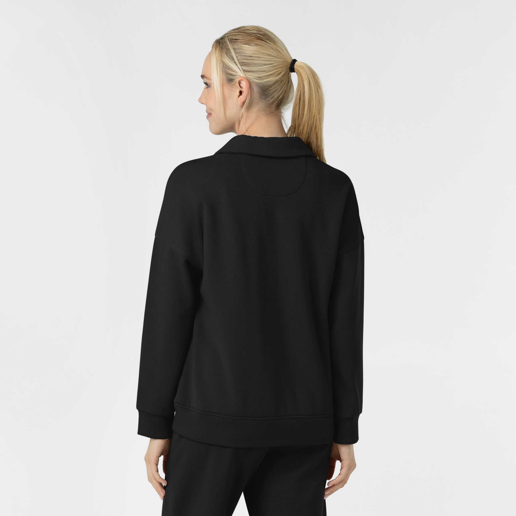 Unwind & Lounge Women's Relaxed Pullover Polo Black back view