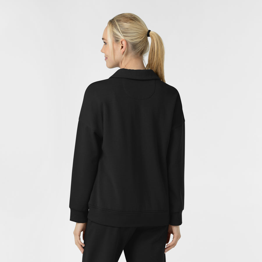 Unwind & Lounge Women's Relaxed Pullover Polo Black back view