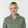 Unwind & Lounge Women's Relaxed Pullover Polo Sage front detail