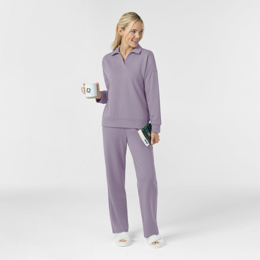 Unwind & Lounge Women's Relaxed Pullover Polo Wisteria full scrub set