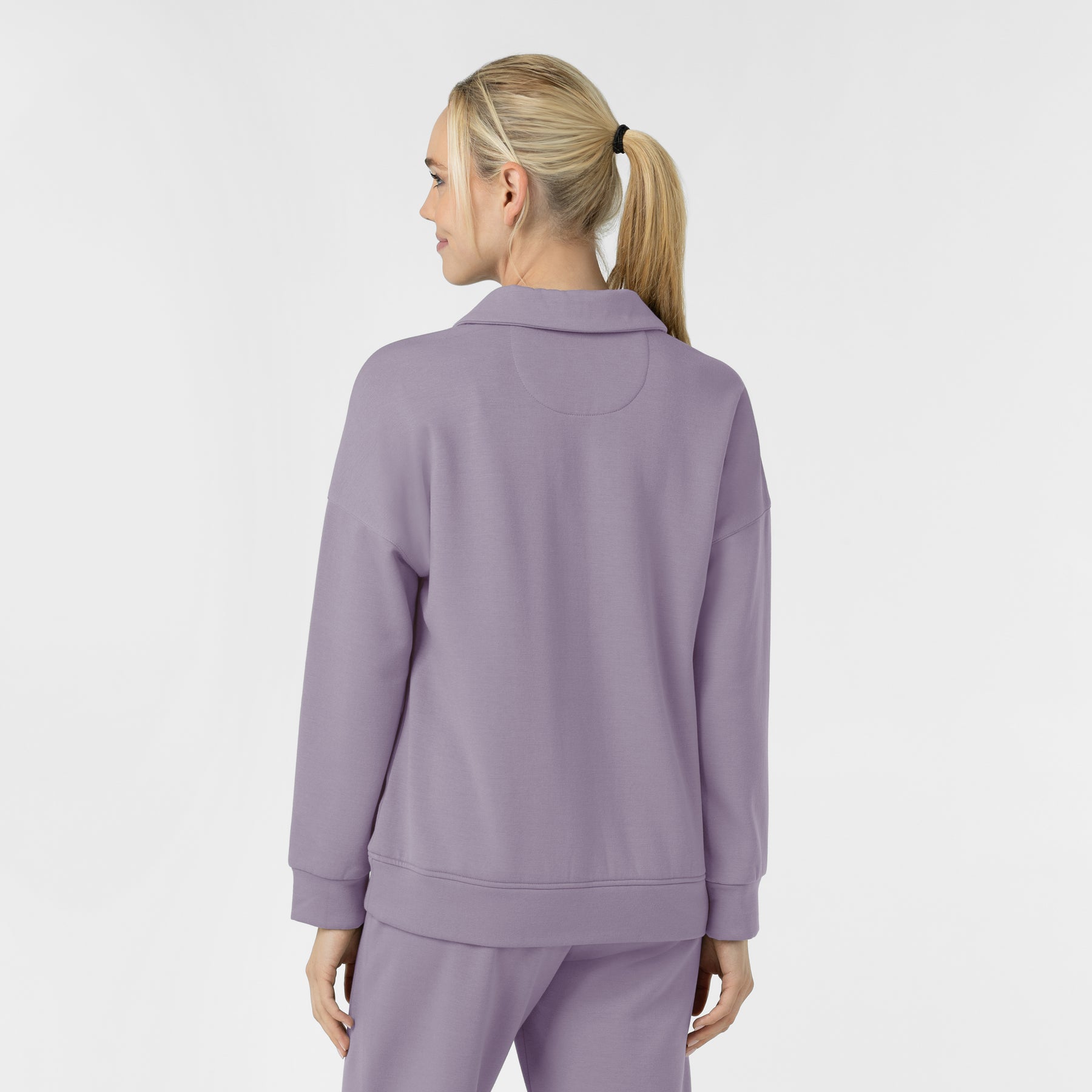 Unwind & Lounge Women's Relaxed Pullover Polo Wisteria back view