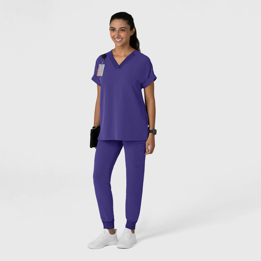 Nova Women's Drop Shoulder Boxy Scrub Top Grape full scrub set