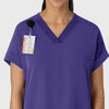 Nova Women's Drop Shoulder Boxy Scrub Top Grape front detail