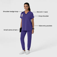 Nova Women's Drop Shoulder Boxy Scrub Top - Grape detail image