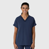 Nova Women's Drop Shoulder Boxy Scrub Top Navy
