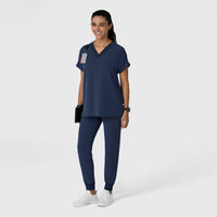 Nova Women's Drop Shoulder Boxy Scrub Top Navy full scrub set