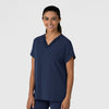 Nova Women's Drop Shoulder Boxy Scrub Top Navy side view