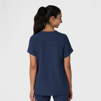 Nova Women's Drop Shoulder Boxy Scrub Top Navy back view