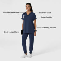 Nova Women's Drop Shoulder Boxy Scrub Top - Navy blue scrub set