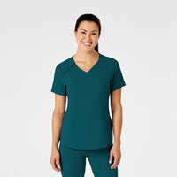 RENEW Women's Zip Accent Scrub Top Caribbean Blue