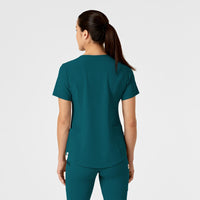 RENEW Women's Zip Accent Scrub Top Caribbean Blue back view