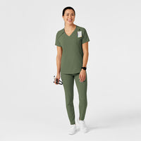 RENEW Women's Zip Accent Scrub Top Olive full scrub set