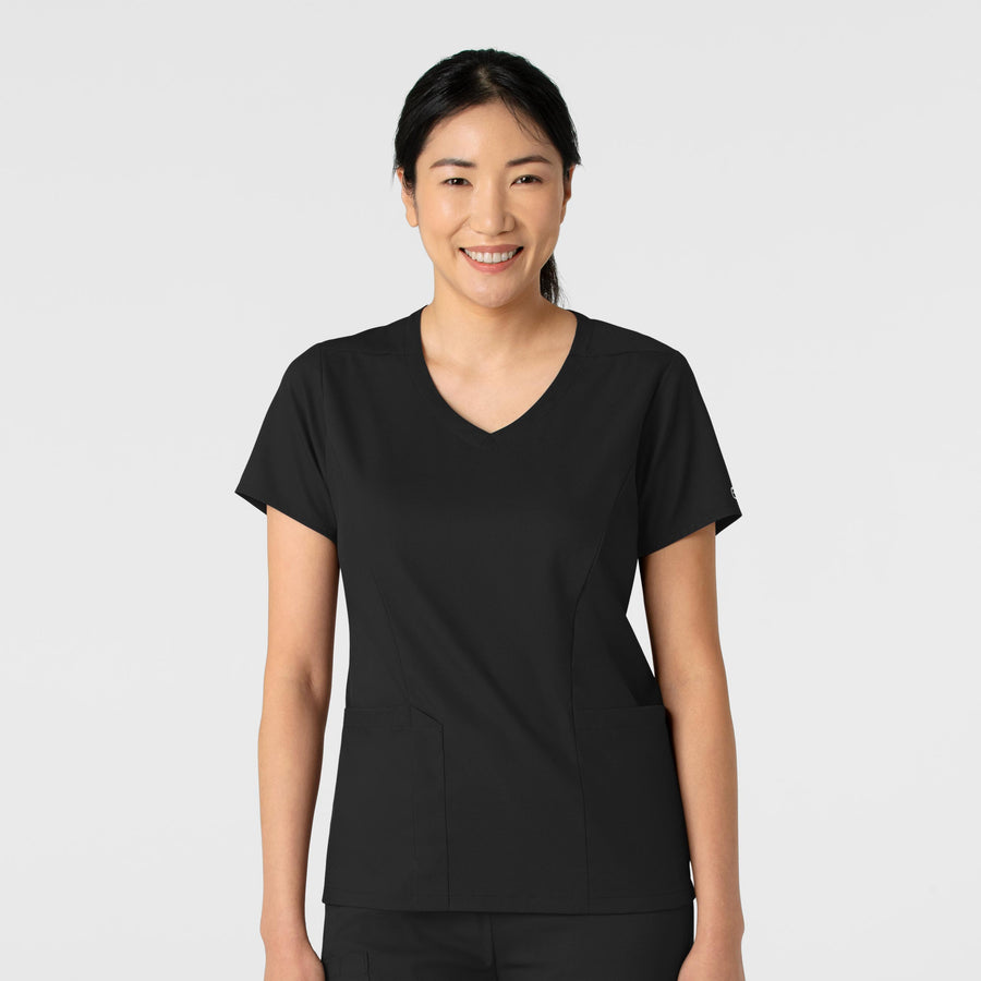 Boundless Women's 2-Pocket V-Neck Scrub Top - Black