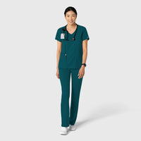 Boundless Women's 2-Pocket V-Neck Scrub Top Caribbean full scrub set