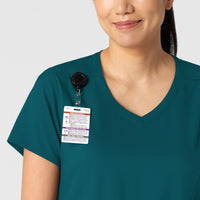 Boundless Women's 2-Pocket V-Neck Scrub Top Caribbean front detail