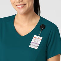 Boundless Women's 2-Pocket V-Neck Scrub Top Caribbean side detail 1