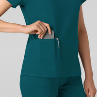 Boundless Women's 2-Pocket V-Neck Scrub Top Caribbean side detail 2