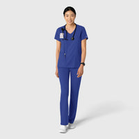Boundless Women's 2-Pocket V-Neck Scrub Top Galaxy Blue full scrub set