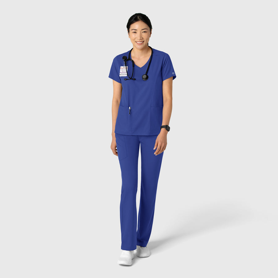 Boundless Women's 2-Pocket V-Neck Scrub Top Galaxy Blue full scrub set