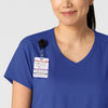 Boundless Women's 2-Pocket V-Neck Scrub Top Galaxy Blue front detail