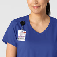 Boundless Women's 2-Pocket V-Neck Scrub Top Galaxy Blue front detail