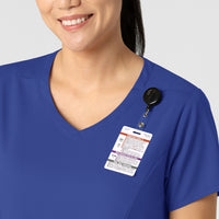 Boundless Women's 2-Pocket V-Neck Scrub Top Galaxy Blue side detail 1