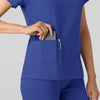 Boundless Women's 2-Pocket V-Neck Scrub Top Galaxy Blue side detail 2