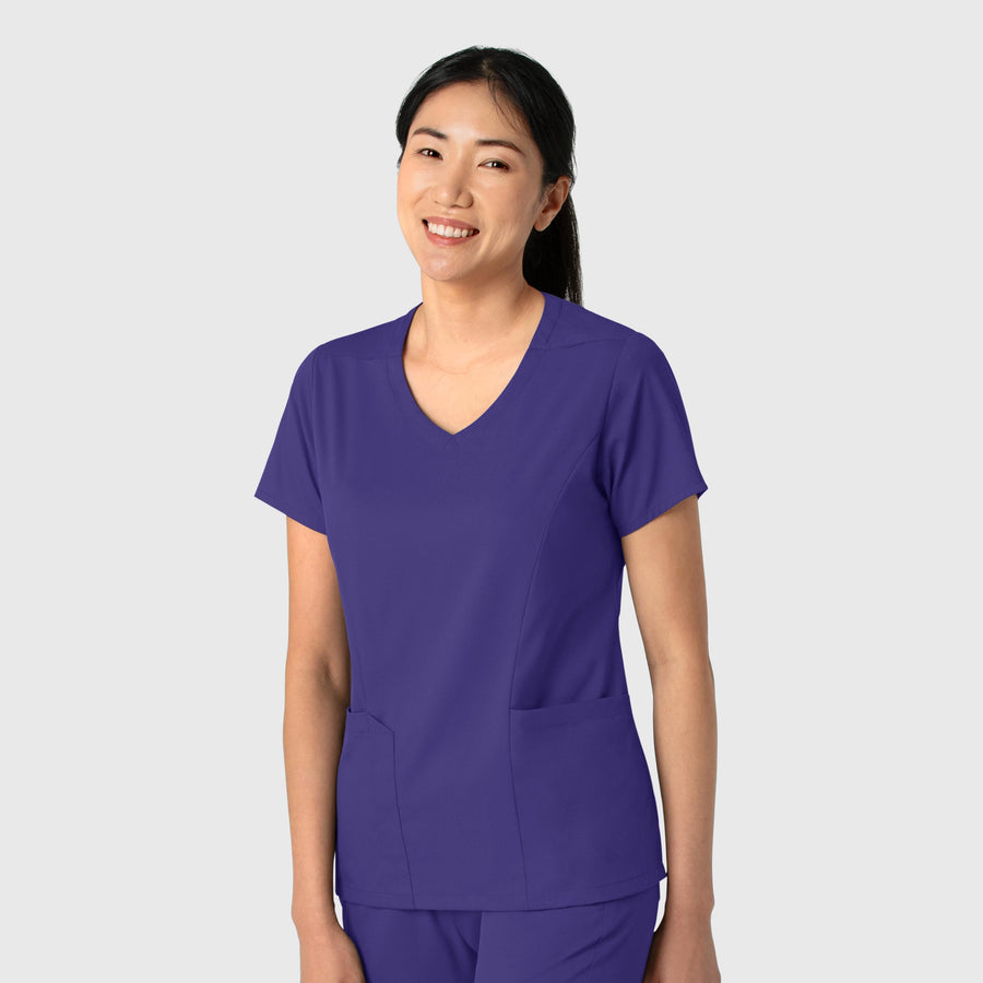 Boundless Women's 2-Pocket V-Neck Scrub Top Grape side view