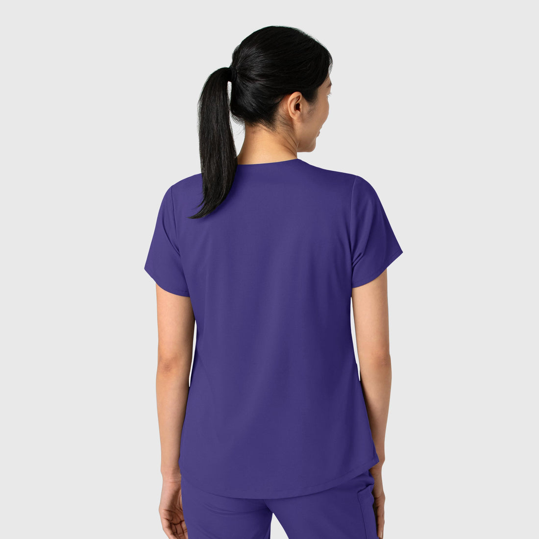 Boundless Women's 2-Pocket V-Neck Scrub Top Grape back view
