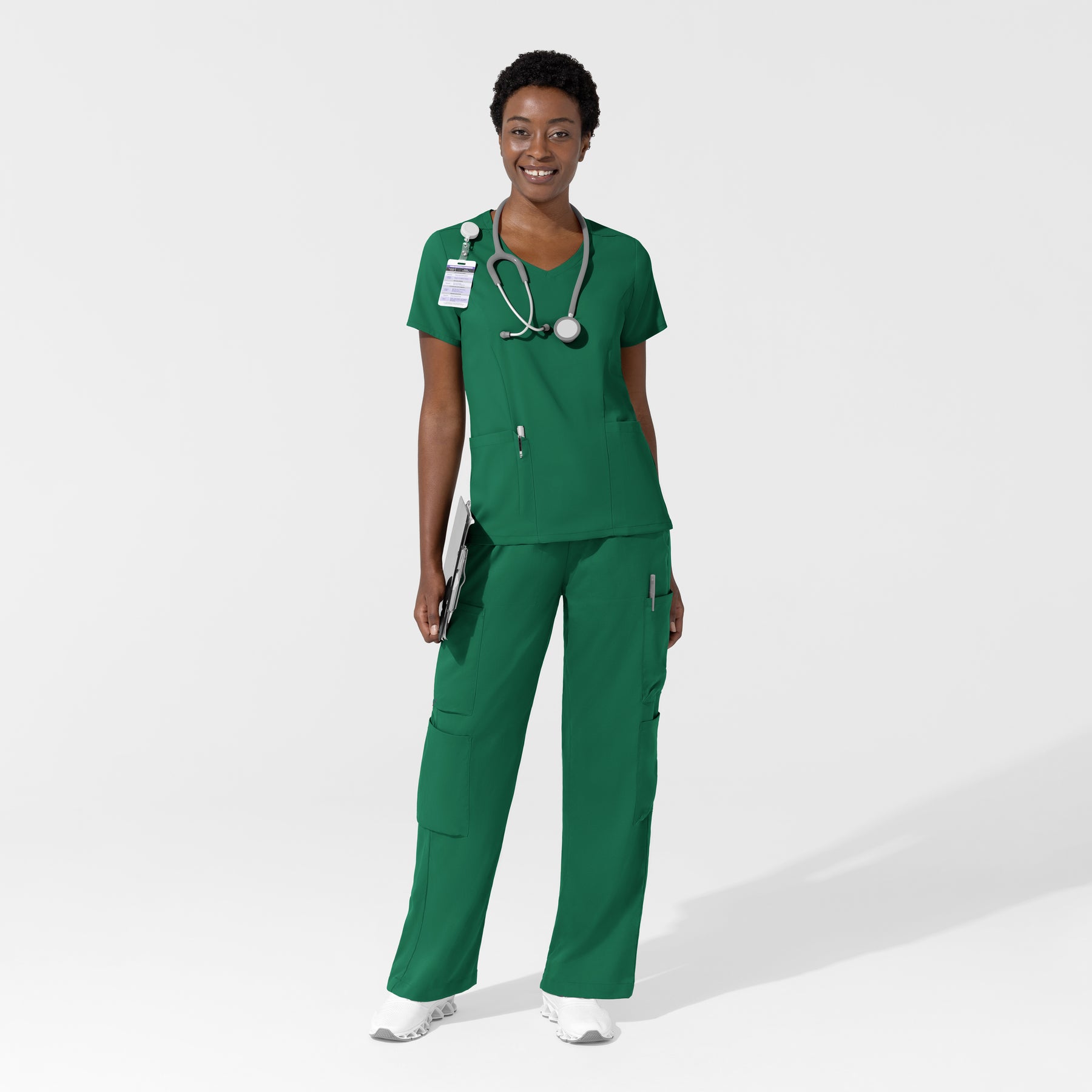 oundless Women's Classic Wide Leg Cargo Scrub Pant - Hunter scrub set