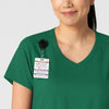 Boundless Women's 2-Pocket V-Neck Scrub Top Hunter front detail
