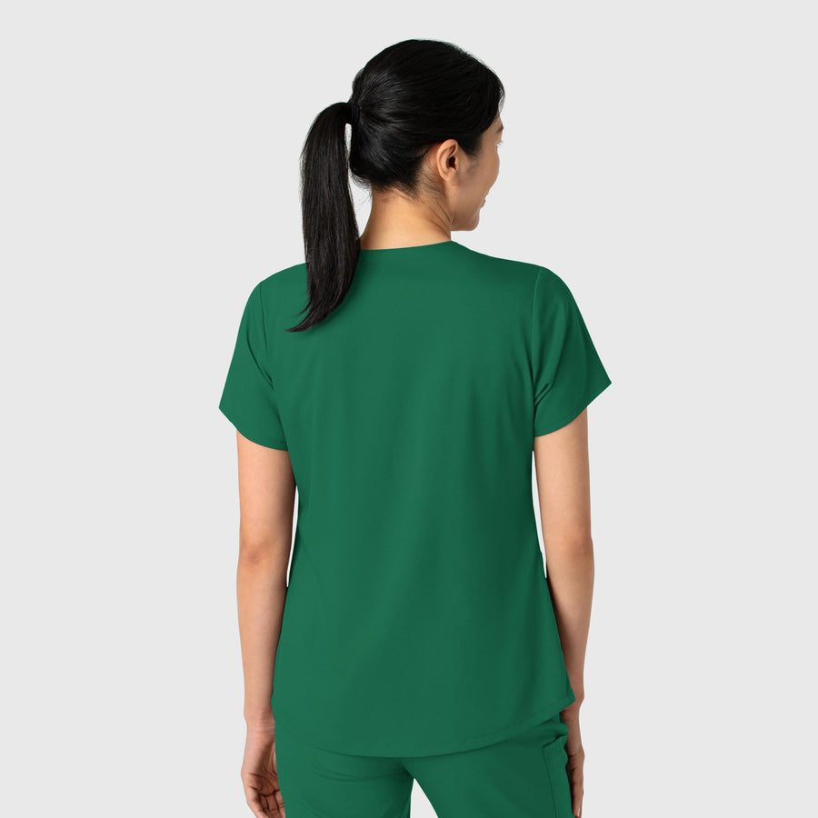 Boundless Women's 2-Pocket V-Neck Scrub Top Hunter back view