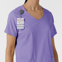 Boundless Women's 2-Pocket V-Neck Scrub Top Iris Purple side detail 1