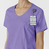 Boundless Women's 2-Pocket V-Neck Scrub Top Iris Purple side detail 2
