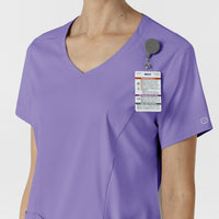 Boundless Women's 2-Pocket V-Neck Scrub Top Iris Purple side detail 2
