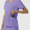 Boundless Women's 2-Pocket V-Neck Scrub Top Iris Purple back detail
