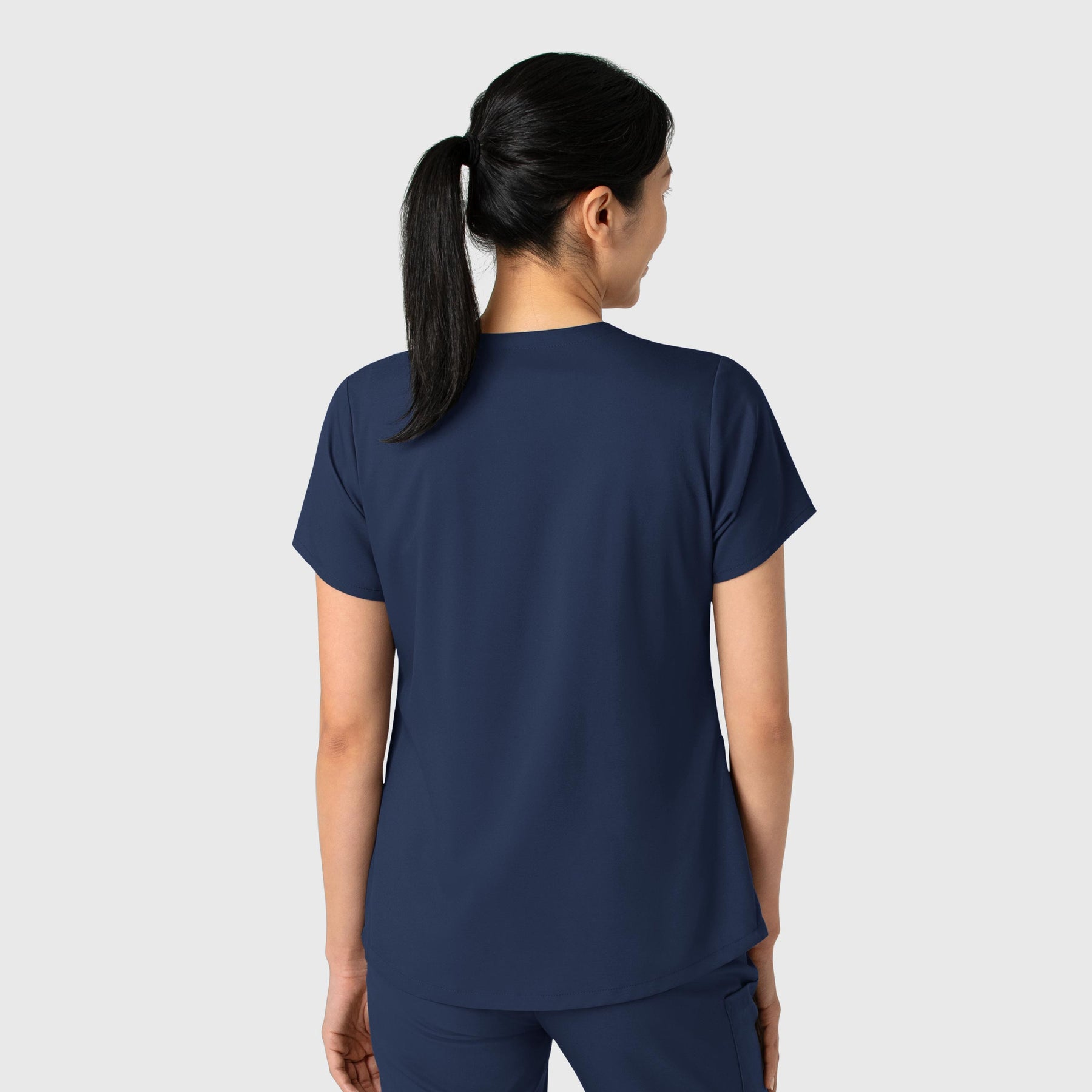 Boundless Women's 2-Pocket V-Neck Scrub Top Navy back view