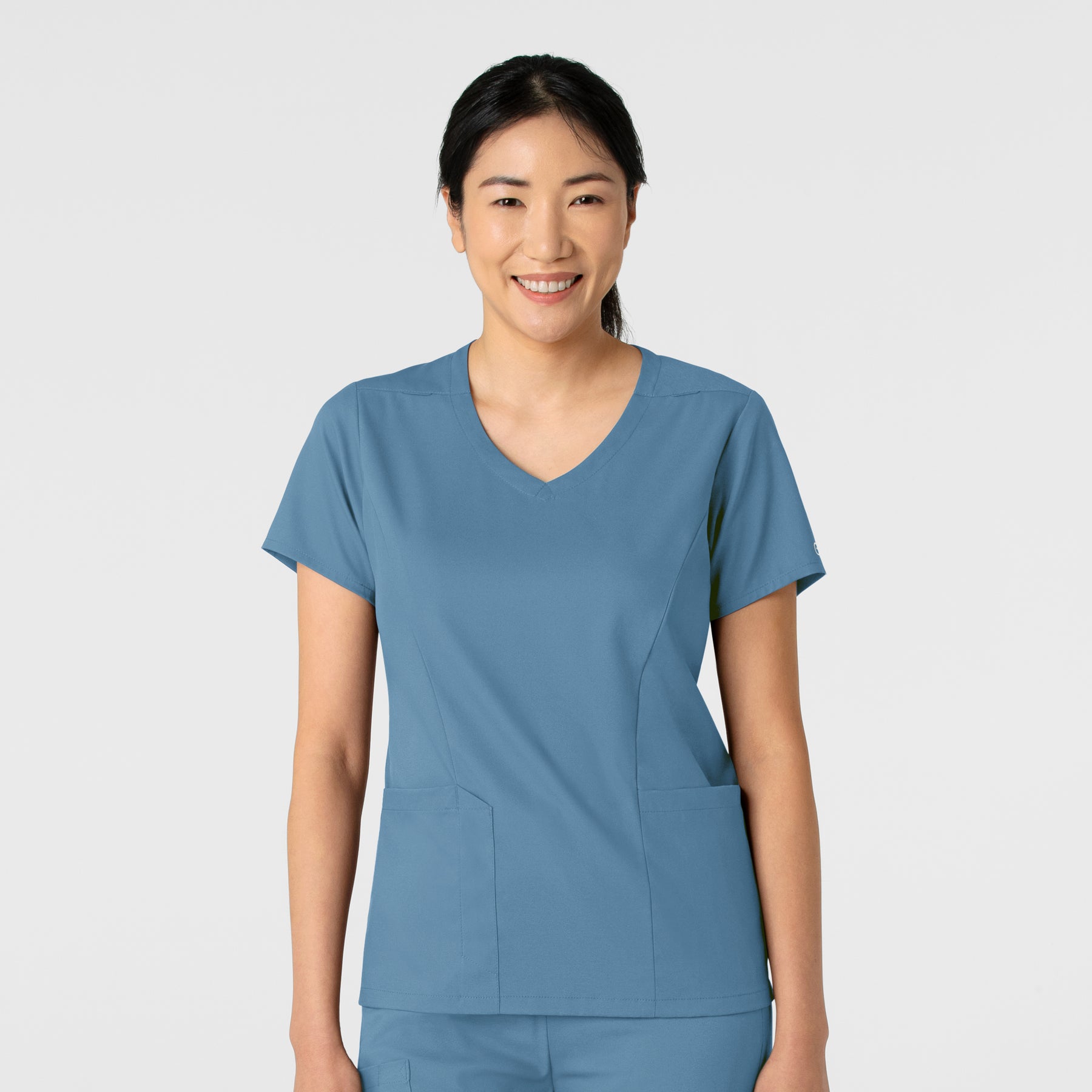 Boundless Women's 2-Pocket V-Neck Scrub Top Pacific Blue