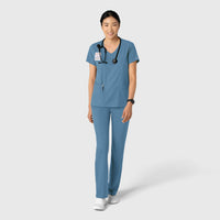 Boundless Women's 2-Pocket V-Neck Scrub Top Pacific Blue full scrub set