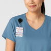 Boundless Women's 2-Pocket V-Neck Scrub Top Pacific Blue front detail