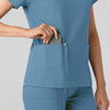 Boundless Women's 2-Pocket V-Neck Scrub Top Pacific Blue side detail 2
