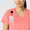 Boundless Women's 2-Pocket V-Neck Scrub Top Paradise Pink front detail