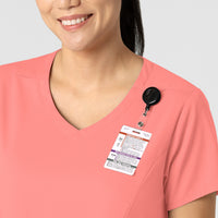 Boundless Women's 2-Pocket V-Neck Scrub Top Paradise Pink side detail 1