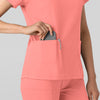 Boundless Women's 2-Pocket V-Neck Scrub Top Paradise Pink side detail 2