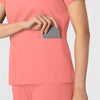 Boundless Women's 2-Pocket V-Neck Scrub Top Paradise Pink hemline detail